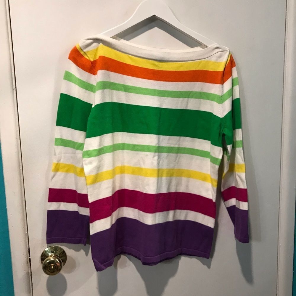 Ralph Lauren multi color wide striped boatneck top